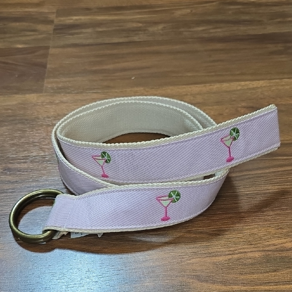 J. Crew Pink Martini Cocktail Embroidered D-Ring Belt - Picture 1 of 10